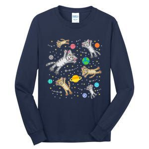 Cats In Space Galaxy Bad Art For Cat Lovers Tall Long Sleeve T-Shirt