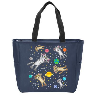 Cats In Space Galaxy Bad Art For Cat Lovers Zip Tote Bag