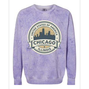 Chicago Illinois Stamp Logo Colorblast Crewneck Sweatshirt