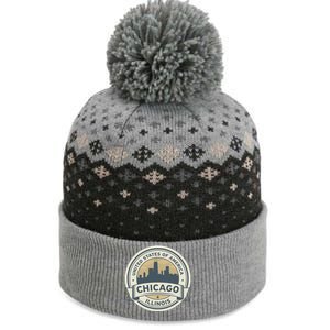 Chicago Illinois Stamp Logo The Baniff Cuffed Pom Beanie