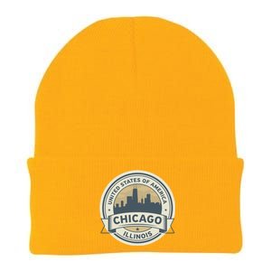 Chicago Illinois Stamp Logo Knit Cap Winter Beanie