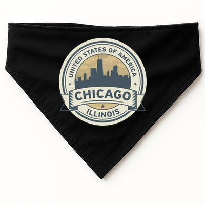 Chicago Illinois Stamp Logo USA-Made Doggie Bandana