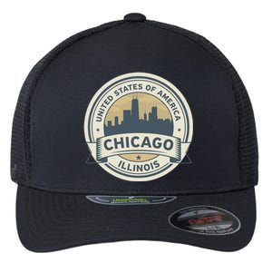 Chicago Illinois Stamp Logo Flexfit Unipanel Trucker Cap