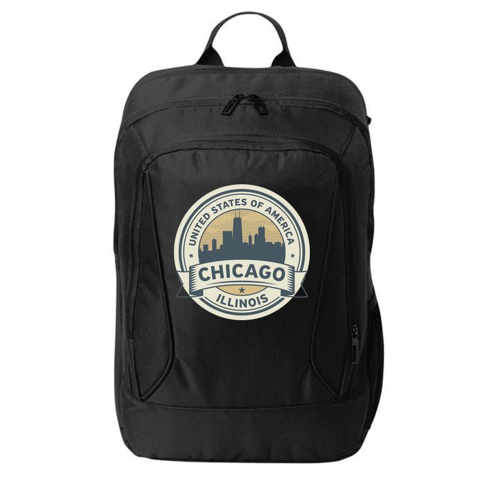 Chicago Illinois Stamp Logo City Backpack