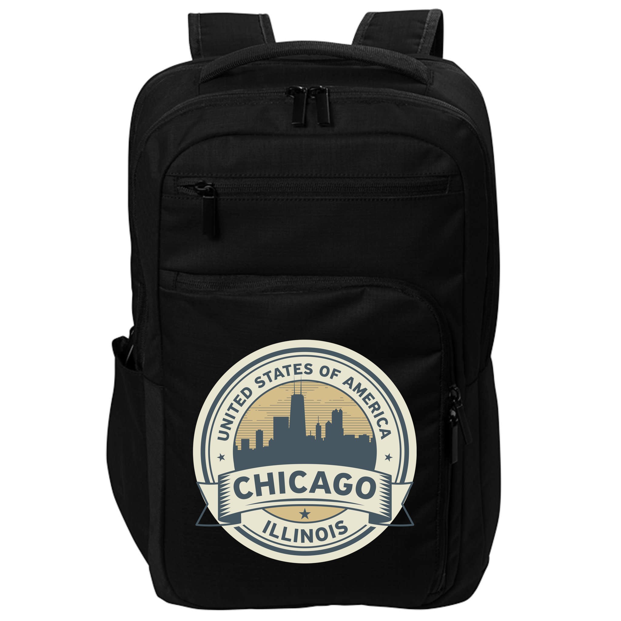 Chicago Illinois Stamp Logo Impact Tech Backpack