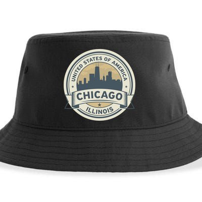 Chicago Illinois Stamp Logo Sustainable Bucket Hat