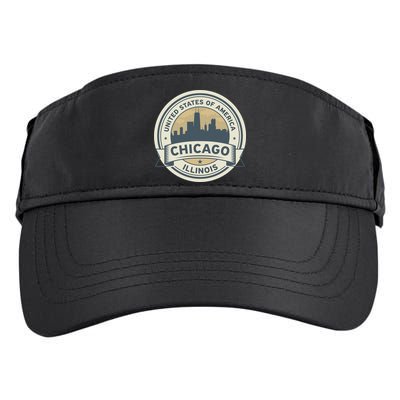 Chicago Illinois Stamp Logo Adult Drive Performance Visor