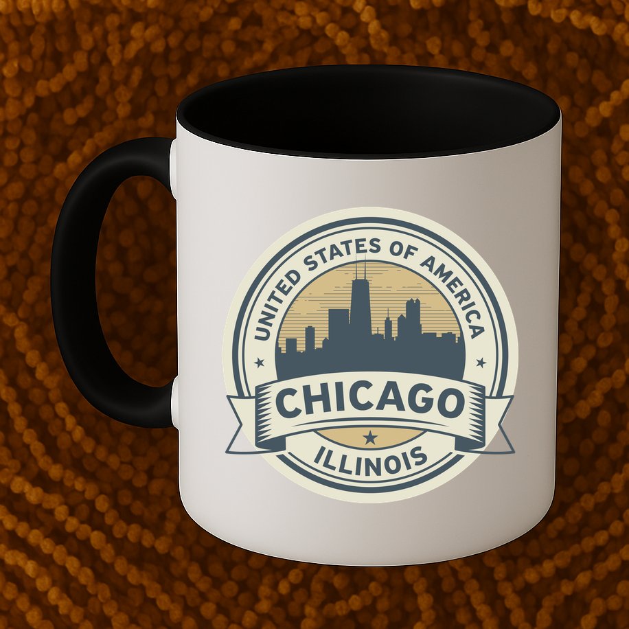 Chicago Illinois Stamp Logo Mug