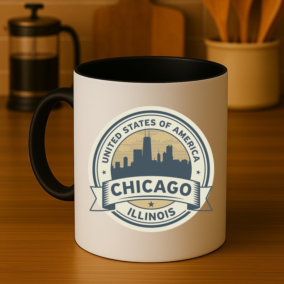 Chicago Illinois Stamp Logo Mug