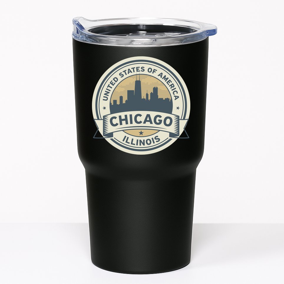 Chicago Illinois Stamp Logo Tumbler