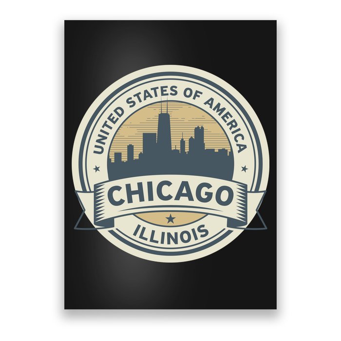 Chicago Illinois Stamp Logo Poster