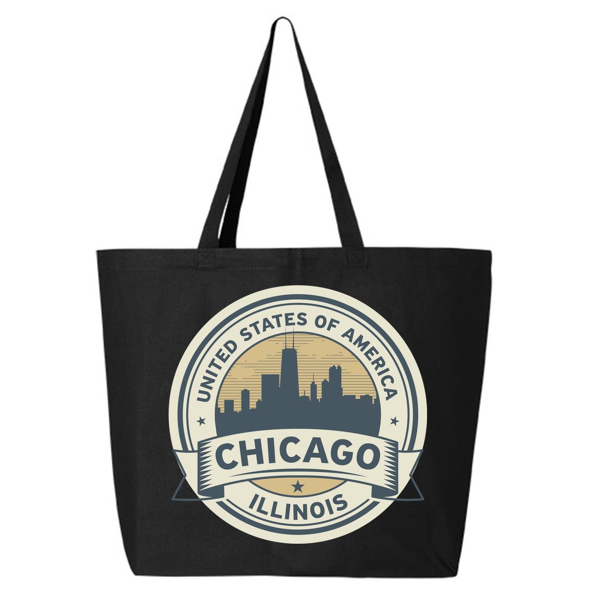 Chicago Illinois Stamp Logo 25L Jumbo Tote