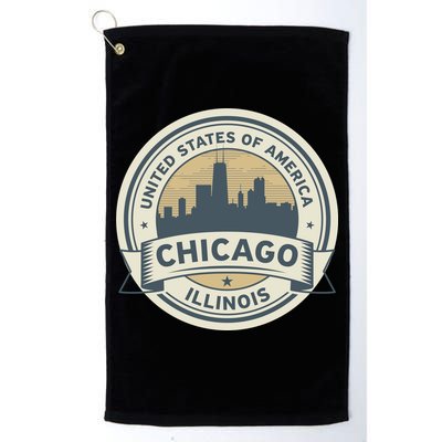 Chicago Illinois Stamp Logo Golf Towel