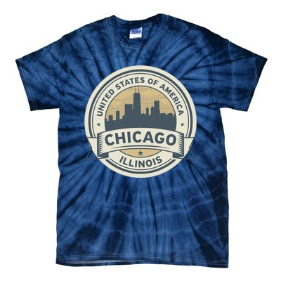 Chicago Illinois Stamp Logo Tie-Dye T-Shirt