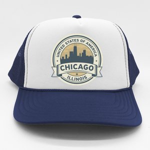 Chicago Illinois Stamp Logo Trucker Hat