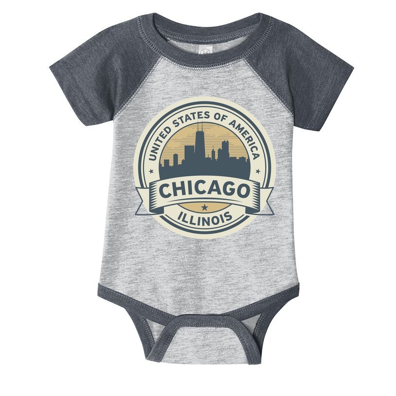 Chicago Illinois Stamp Logo Infant Baby Jersey Bodysuit