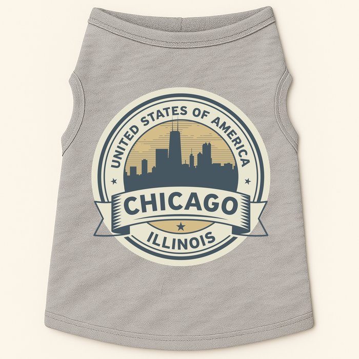 Chicago Illinois Stamp Logo Doggie Tank