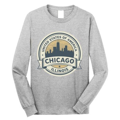 Chicago Illinois Stamp Logo Long Sleeve Shirt