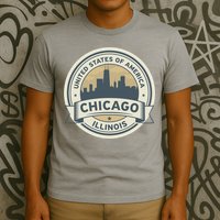 Chicago Illinois Stamp Logo T-Shirt