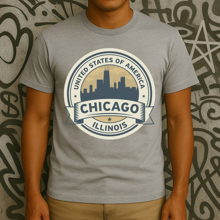 Chicago Illinois Stamp Logo T-Shirt