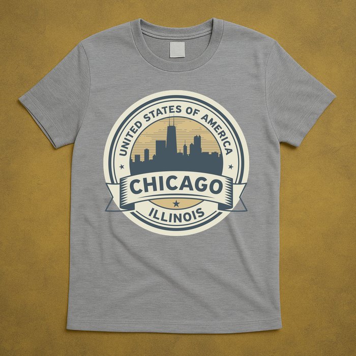 Chicago Illinois Stamp Logo T-Shirt