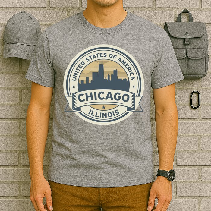 Chicago Illinois Stamp Logo T-Shirt