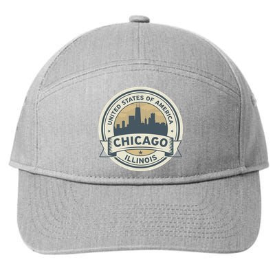 Chicago Illinois Stamp Logo 7-Panel Snapback Hat