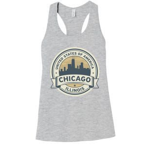 Chicago Illinois Stamp Logo Women's Racerback Tank