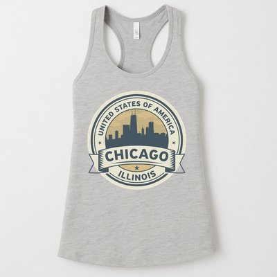 Chicago Illinois Stamp Logo Womens Tank Top