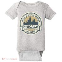 Chicago Illinois Stamp Logo Baby Bodysuit