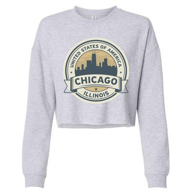 Chicago Illinois Stamp Logo Cropped Pullover Crew