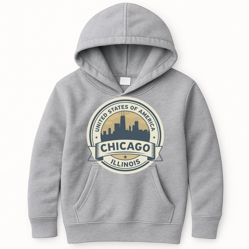 Chicago Illinois Stamp Logo Kids Hoodie
