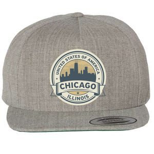 Chicago Illinois Stamp Logo Wool Snapback Cap