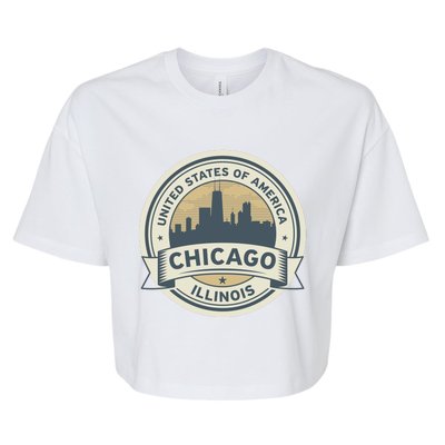 Chicago Illinois Stamp Logo Bella+Canvas Jersey Crop Tee