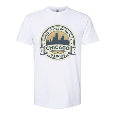 Chicago Illinois Stamp Logo Softstyle® CVC T-Shirt