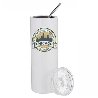 Chicago Illinois Stamp Logo Stainless Steel Tumbler