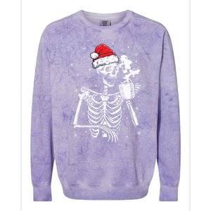 Coffee Ing Skeleton Christmas Skull Santa Hat Xmas Gift Colorblast Crewneck Sweatshirt