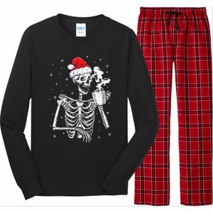 Coffee Ing Skeleton Christmas Skull Santa Hat Xmas Gift Long Sleeve Pajama Set