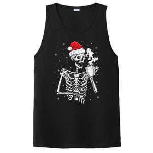 Coffee Ing Skeleton Christmas Skull Santa Hat Xmas Gift PosiCharge Competitor Tank