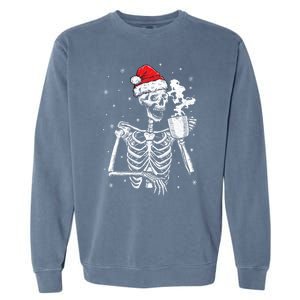 Coffee Ing Skeleton Christmas Skull Santa Hat Xmas Gift Garment-Dyed Sweatshirt