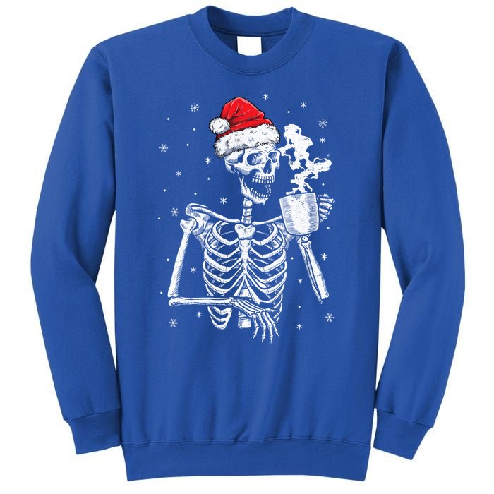 Coffee Ing Skeleton Christmas Skull Santa Hat Xmas Gift Sweatshirt