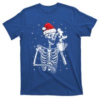 Coffee Ing Skeleton Christmas Skull Santa Hat Xmas Gift T-Shirt