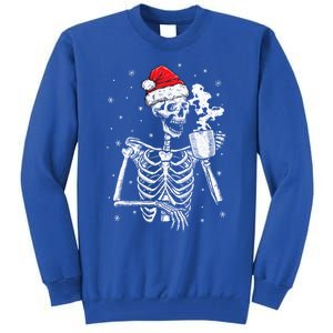 Coffee Ing Skeleton Christmas Skull Santa Hat Xmas Gift Tall Sweatshirt