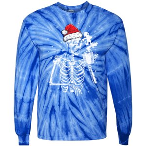 Coffee Ing Skeleton Christmas Skull Santa Hat Xmas Gift Tie-Dye Long Sleeve Shirt