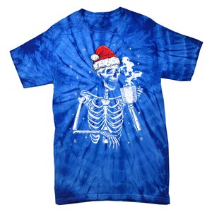 Coffee Ing Skeleton Christmas Skull Santa Hat Xmas Gift Tie-Dye T-Shirt