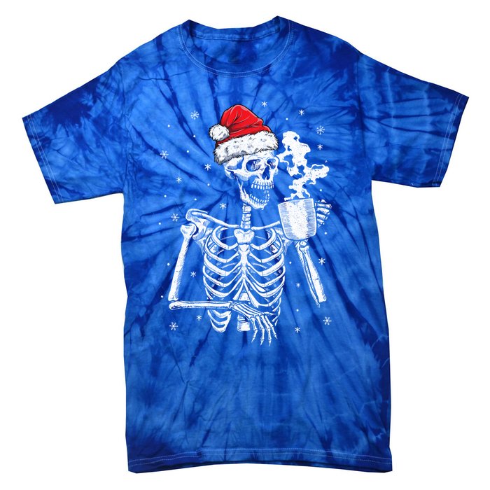 Coffee Ing Skeleton Christmas Skull Santa Hat Xmas Gift Tie-Dye T-Shirt