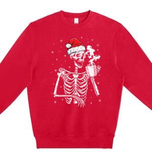 Coffee Ing Skeleton Christmas Skull Santa Hat Xmas Gift Premium Crewneck Sweatshirt