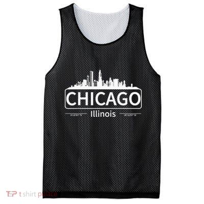 Chicago Illinois Skyline Travel To Chicago Love Mesh Reversible Basketball Jersey Tank