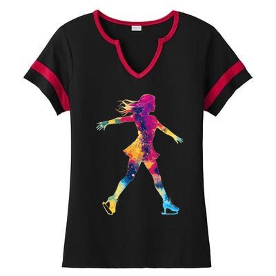 Cute Ice Skating Skater Figure Skating Ladies Halftime Notch Neck Tee