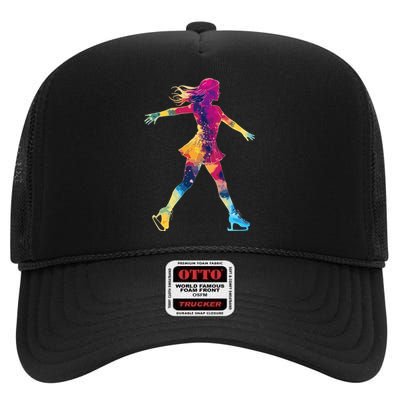 Cute Ice Skating Skater Figure Skating High Crown Mesh Back Trucker Hat